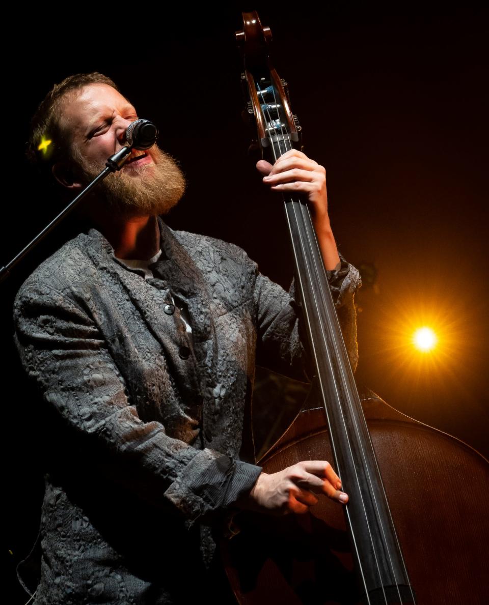 Ted Dwane of Mumford & Sons performs Sunday at ACL Fest. The band brought out guest stars including fellow ACL Fest performer Noah Kahan and the concert choir from Huston-Tillotson University in Austin.