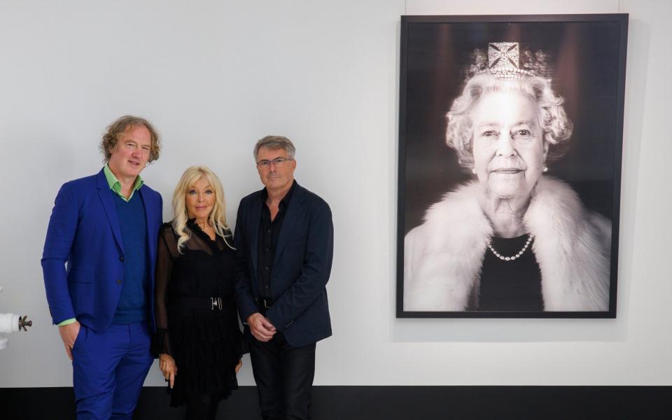 Left to right, Christian Furr, Frances Segelman and Rob Munday have all contributed to the exhibition about the late Queen - Jamie Lorriman