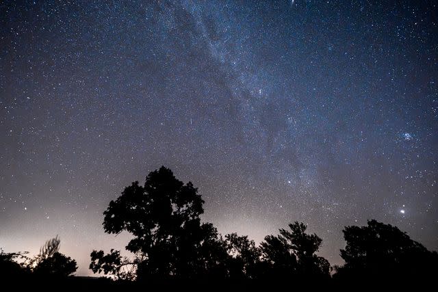 <p>Diego Radames/Europa Press via Getty</p> The skies in Madrid as the Perseid shower brought its light show to Spain on Aug. 12.