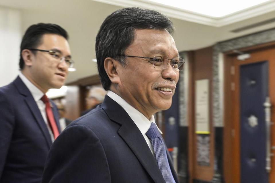 Sabah Chief Minister Datuk Seri Mohd Shafie Apdal speaks to reporters at Parliament in Kuala Lumpur July 16, 2019. ― Picture by Miera Zulyana