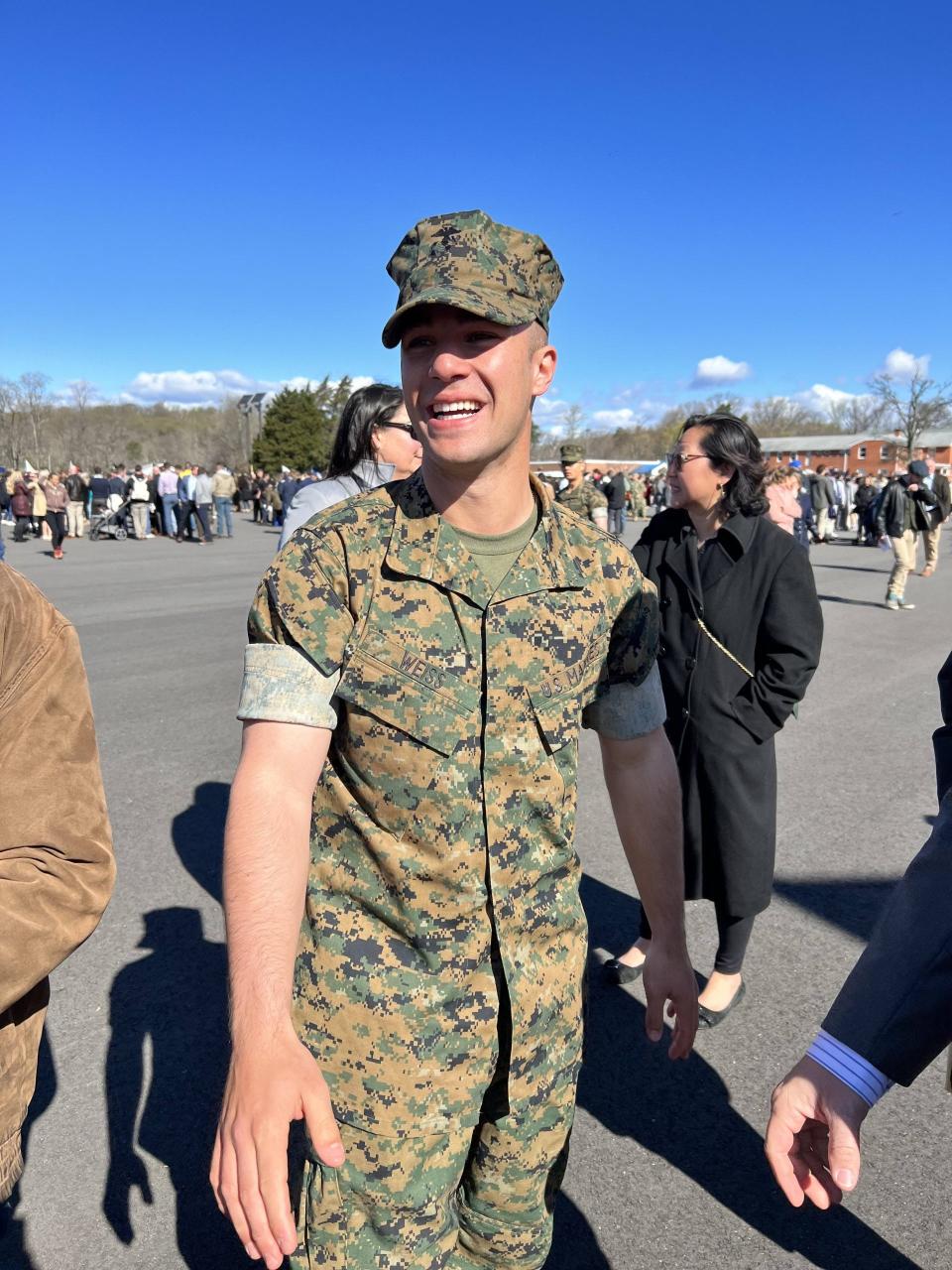 U.S. Marine 2nd Lt. Matthew Weiss of Tenafly. After graduating from the University of Pennsylvania and working at a defense contractor, Weiss enlisted in the Marines. He has now written a book on how to improve recruiting about Generation Z.
