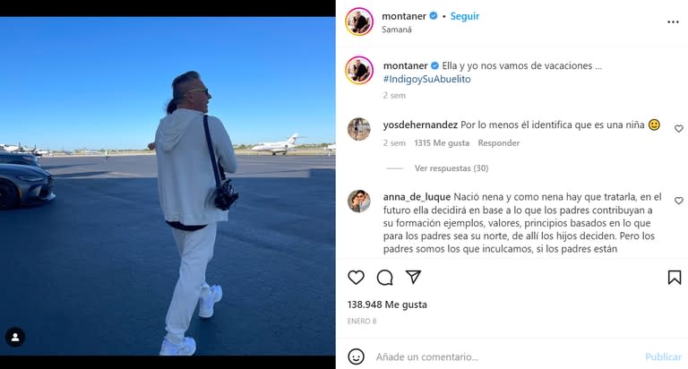 Ricardo Montaner compartió que se iría de vacaciones con su nieta