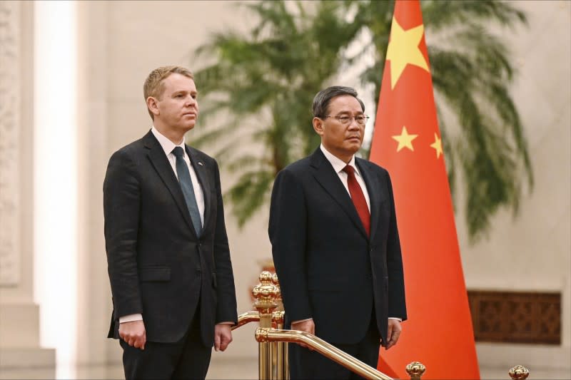<cite>2023年6月28日，中國國務院總理李強接見到訪的紐西蘭總理希普金斯（AP）</cite>