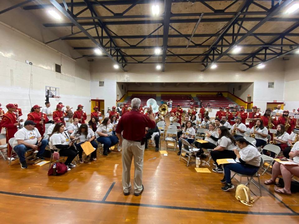 Barstow High School Band Director Dan Barilone with the band earlier this year.