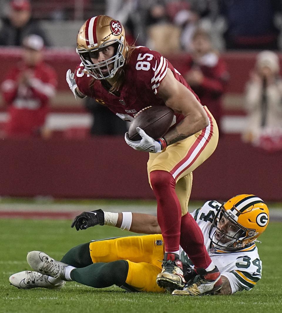 Five-time San Francisco 49ers Pro Bowler George Kittle is one of four top-tier tight ends still playing in the NFL playoffs.