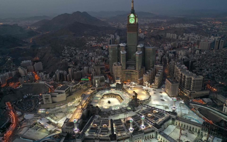 An aerial view of Saudi Arabia's holy city of Mecca taken during the early hours of Eid al-Fitr - AFP