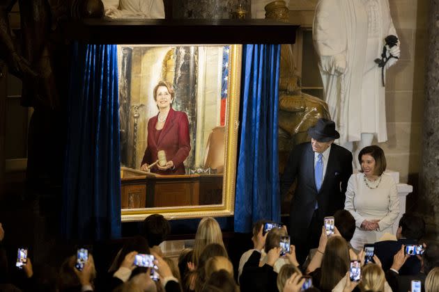 Pelosi unveiled her official portrait at a ceremony on Wednesday.