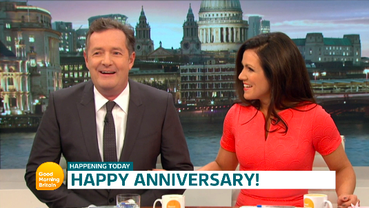 Piers Morgan and Susanna Reid celebrate five years presenting GMB