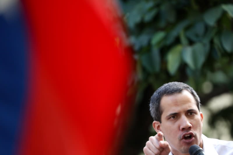 Juan Guaido, president of Venezuela's National Assembly speaks during a citizen assembly in Caracas