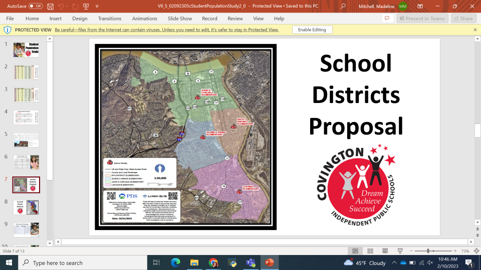Proposed zones for Covington Independent Public Schools' elementary schools.