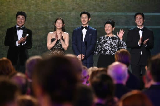 When the cast of "Parasite" took the stage at the Screen Actors Guild awards to introduce a clip from the movie, they earned a standing ovation