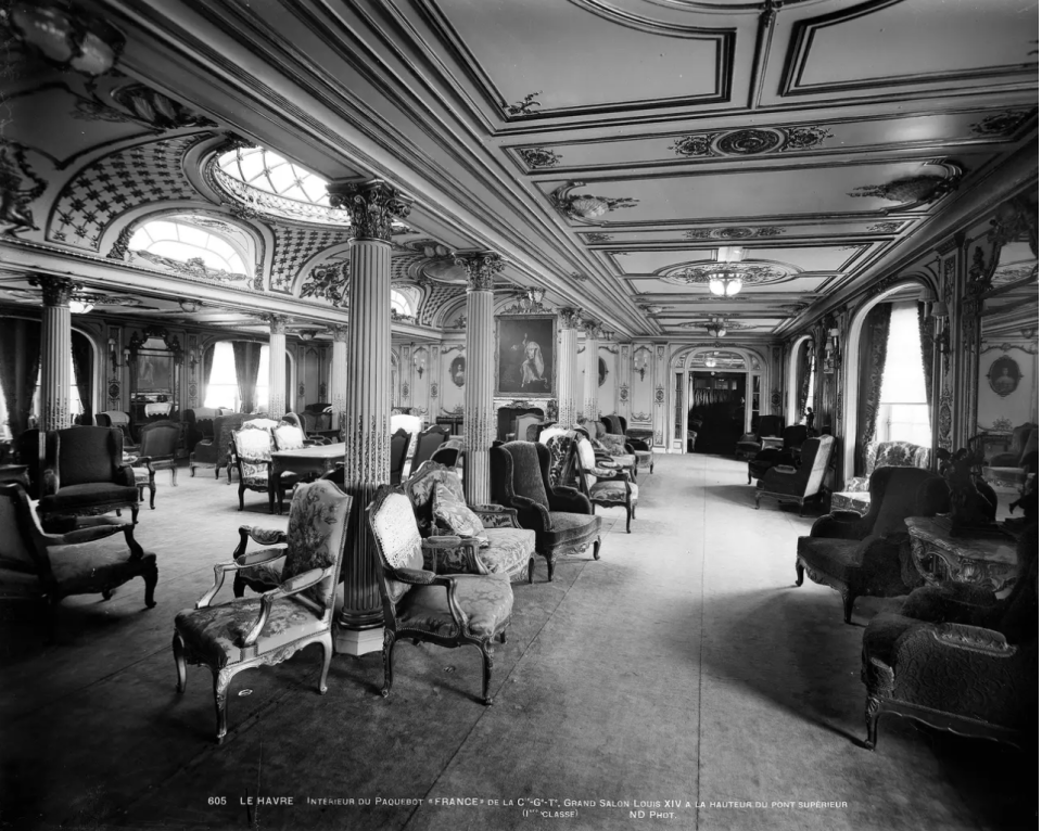 So luxuriös war der Salon für die Passagiere der ersten Klasse auf der SS France. - Copyright: Neurdein/Roger Viollet/ Getty Images
