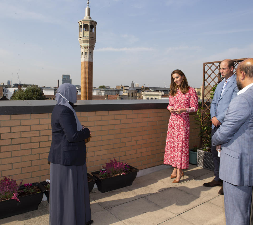 The Duke and Duchess of Cambridge during a visit to the East London Mosque where they chatted to volunteers who cooked and delivered meals to vulnerable members of the community during the pandemic.