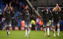 Football Soccer - Crystal Palace v Chelsea - Barclays Premier League - Selhurst Park - 3/1/16 Chelsea's John Obi Mikel, Willian, Kurt Zouma and Branislav Ivanovic applaud fans at the end of the match Reuters / Dylan Martinez Livepic