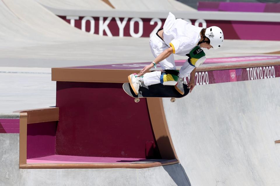 Luiz Francisco of Team Brazil competes in the Men’s Skateboarding Park Finals (Getty Images)