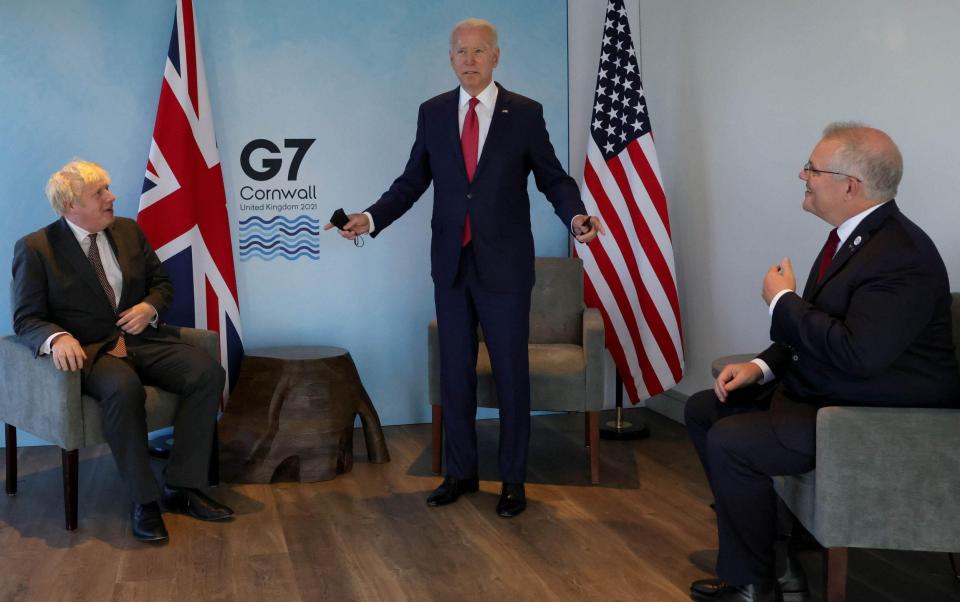 France did not take too kindly to Boris Johnson, Joe Biden and Scott Morrison signing the Aukus nuclear submarine treaty - Andrew Parsons/No 10 Downing Street/UPI/Alamy Live News