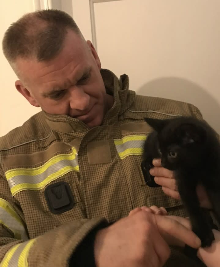 Firefighter Paul Simpson with Tubs 