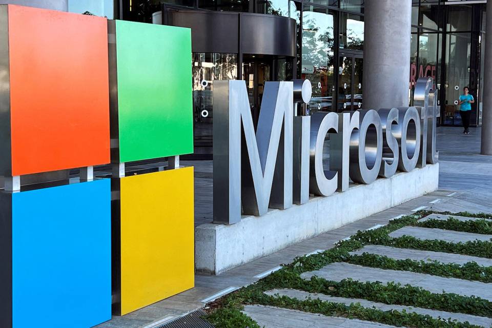 The logo of Microsoft is seen outside their offices in Herzliya, near Tel Aviv, Israel December 27, 2022. REUTERS/Rami Amichay