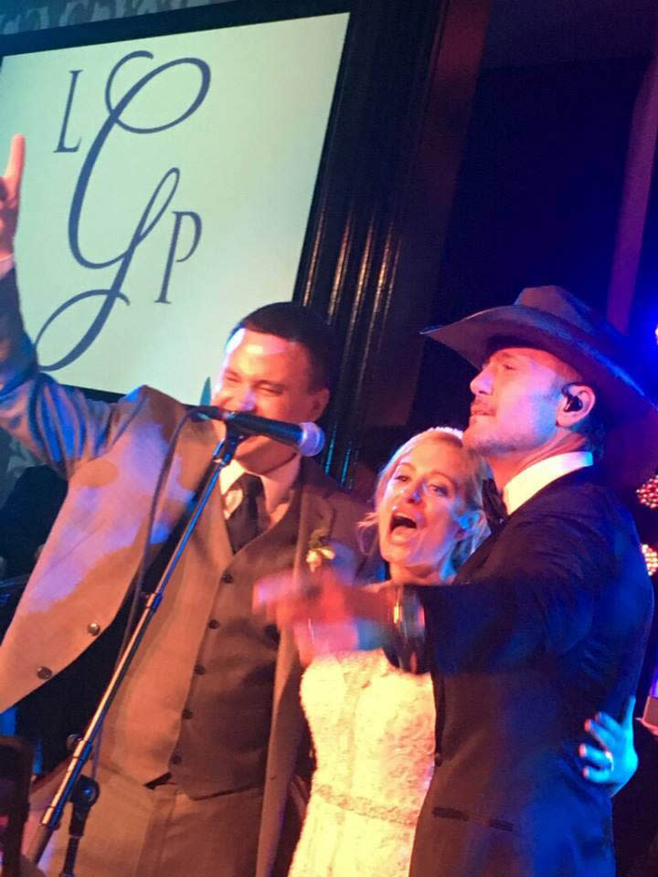 Photo by: Adrienne Marie/STAR MAX/IPx8/27/16Tim McGraw performed at a Philadelphia wedding at Vie on August 27th. The bride is Lisa White and the groom is Paul Getz. The bride's father Dave White arranged for the surprise. Tim McGraw came out and surprised them by singing for the father daughter dance and then performed a handful of others.
