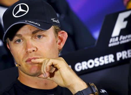 Mercedes Formula One driver Nico Rosberg of Germany attends a news conference ahead of the Austrian F1 Grand Prix at the Red Bull Ring circuit in Spielberg, Austria, June 18, 2015. REUTERS/Laszlo Balogh