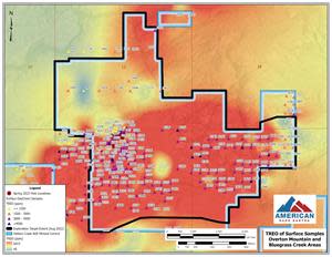 Overton Mountain and Bluegrass Creek Exploration Target Extent and TREO Distribution