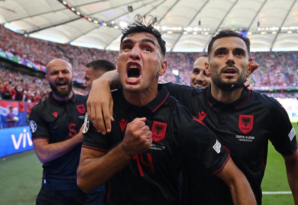 Albania consiguió un punto en el último momento contra Croacia el miércoles (Getty Images)