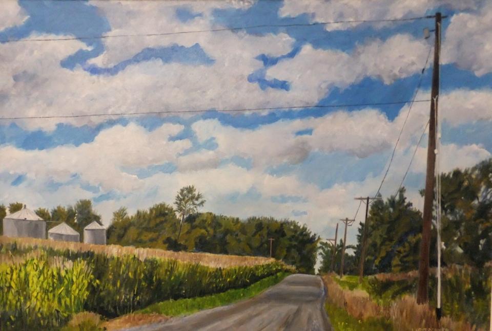 Linda Fritschner’s “Support Local Farms” is one of the works that will be included in a juried exhibit on the theme of “Moving Towards a Sustainable Future” on Saturdays and Sundays from March 18 to April 22, 2023, at First Unitarian Church of South Bend. An opening reception takes place March 17.