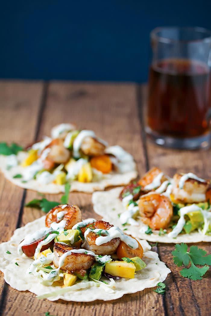 Grilled Shrimp Tacos with Pineapple Avocado Salsa