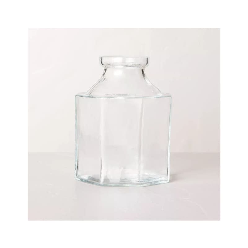 Hearth & Hand with Magnolia Octagonal Clear Glass Bottle Vase