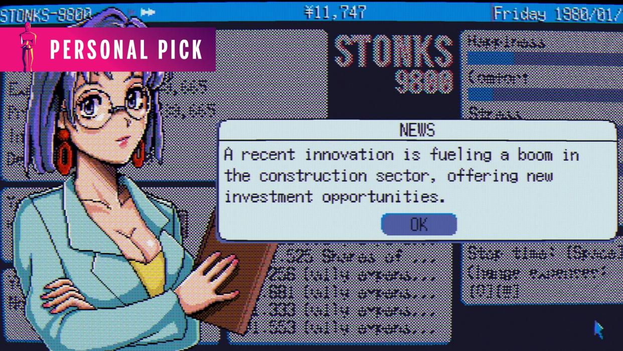  Personal pick banner for Stonks-9800, featuring Amy giving you a stock tip. 