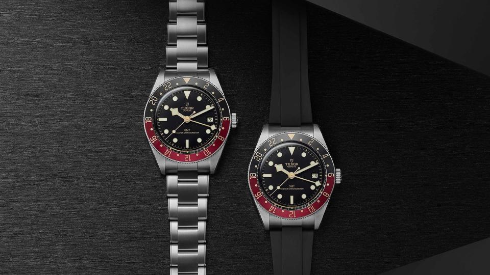 Black Bay 58 GMT｜錶徑39mm／不鏽鋼錶殼／時、分、秒、日期、第二地時間指示／MT5450-U型自動上鍊機芯／METAS大師天文台認證／防水200米／動力儲存約65小時／定價NT$147,000（鍊帶）、NT$140,000（橡膠帶）