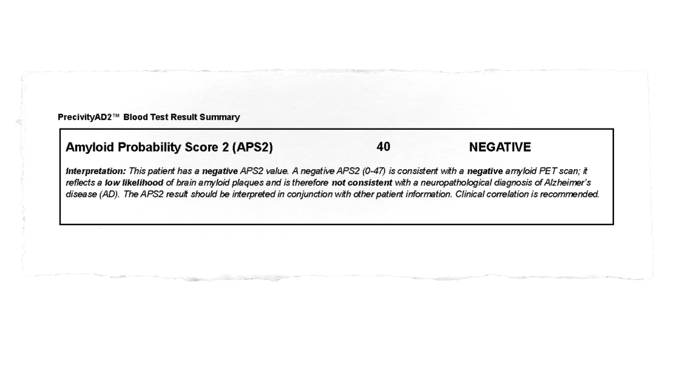 Both the October and December 2023 blood tests showed Nicholls was negative for amyloid and tau in his blood. - CNN/Dr. Richard Isaacson