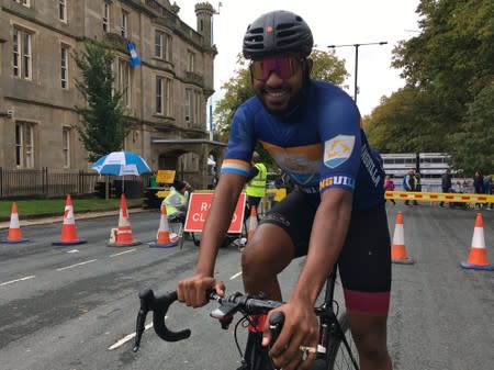 Hasani Hennis from Anguilla competes in UCI Road World Championships in Harrogate