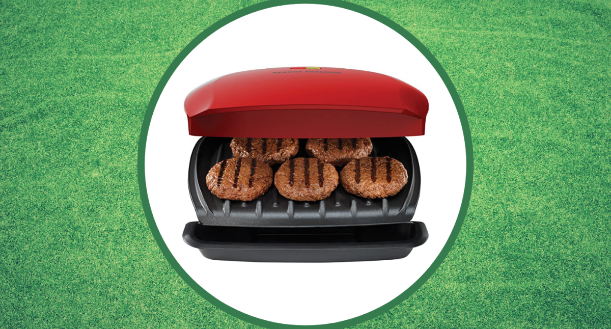 George Foreman 5-Minute Burger Grill, Electric Indoor Grill, Red