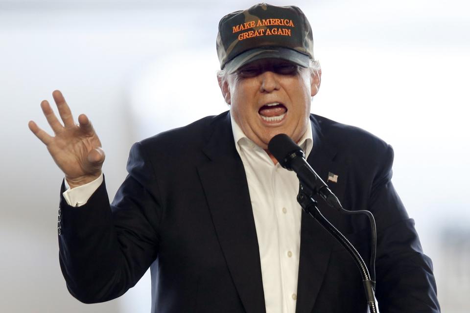 Donald Trump at a campaign rally in a private hanger at Greater Pittsburgh International Airport, in Moon, Pa., June 11, 2016. (Photo: Keith Srakocic/AP)