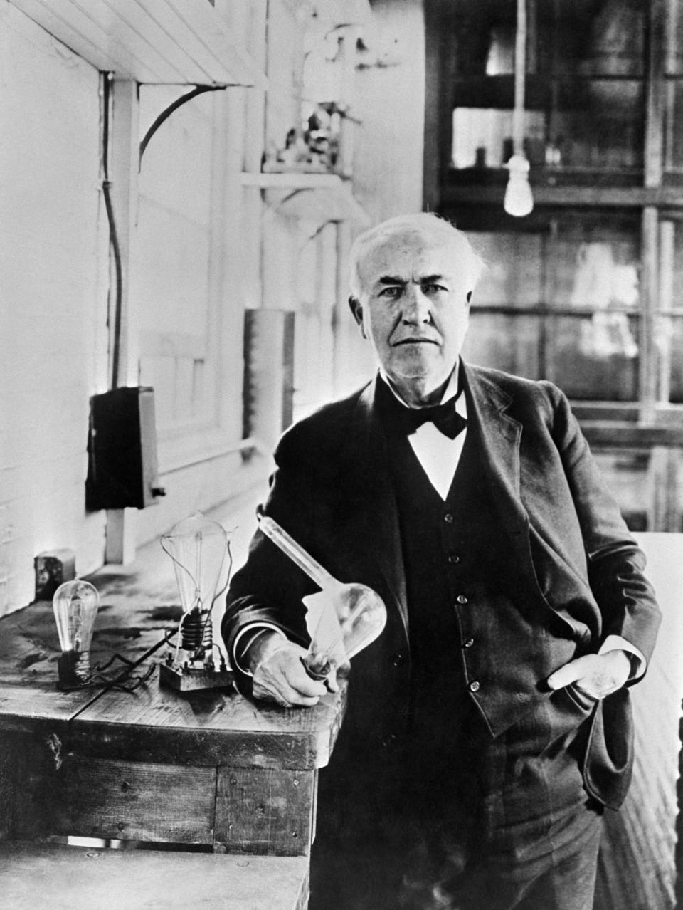 (FILES) - Undated file portrait of American inventor Thomas Alva Edison (1847-1931), who created great innovations as the electric light bulb and the phonograph.-/AFP/Getty Images