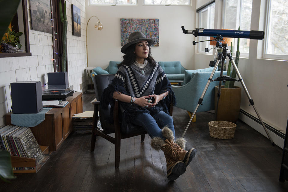 Romero in her home on Feb. 9, 2023, in Kittredge, Colorado