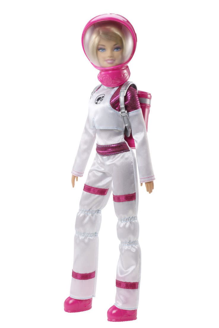doll, pink, toy, child, astronaut, toddler, costume, barbie,