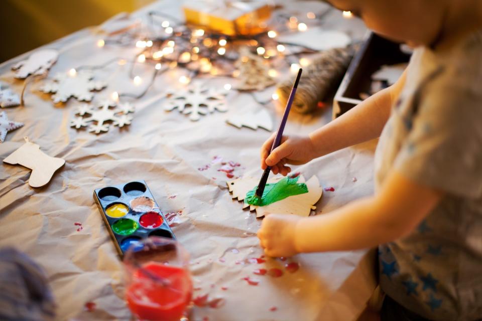 <p>Looking to replicate some of the fun crafts the kids usually bring home from school? Stage your own afternoon full of themed arts and crafts. There are plenty of <a href="https://www.oprahmag.com/life/g23939784/christmas-decorations-ideas/" rel="nofollow noopener" target="_blank" data-ylk="slk:DIY decorations;elm:context_link;itc:0;sec:content-canvas" class="link ">DIY decorations</a> that even toddlers and preschoolers can help make, such as painting wooden shapes. </p><p><a class="link " href="https://www.amazon.com/Max-Fun-Unfinished-Centerpieces-Decorations/dp/B07XKZ5LBD?tag=syn-yahoo-20&ascsubtag=%5Bartid%7C10072.g.34454588%5Bsrc%7Cyahoo-us" rel="nofollow noopener" target="_blank" data-ylk="slk:SHOP UNFINISHED WOOD ORNAMENTS;elm:context_link;itc:0;sec:content-canvas">SHOP UNFINISHED WOOD ORNAMENTS</a></p>