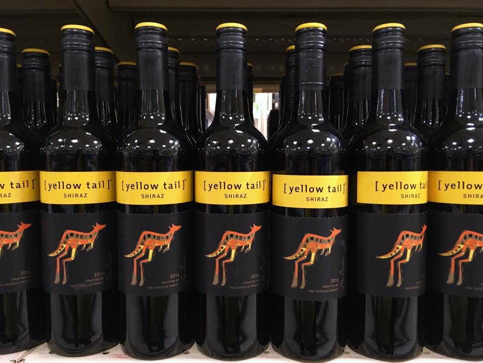 Bottles of Yellow Tail Shiraz