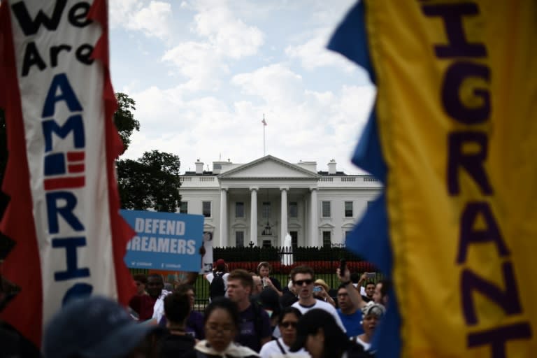 Immigrants and supporters demonstrated outside the White House as the Trump administration announced it was ending an amnesty for 800,000 people brought to the United States illegally as minors