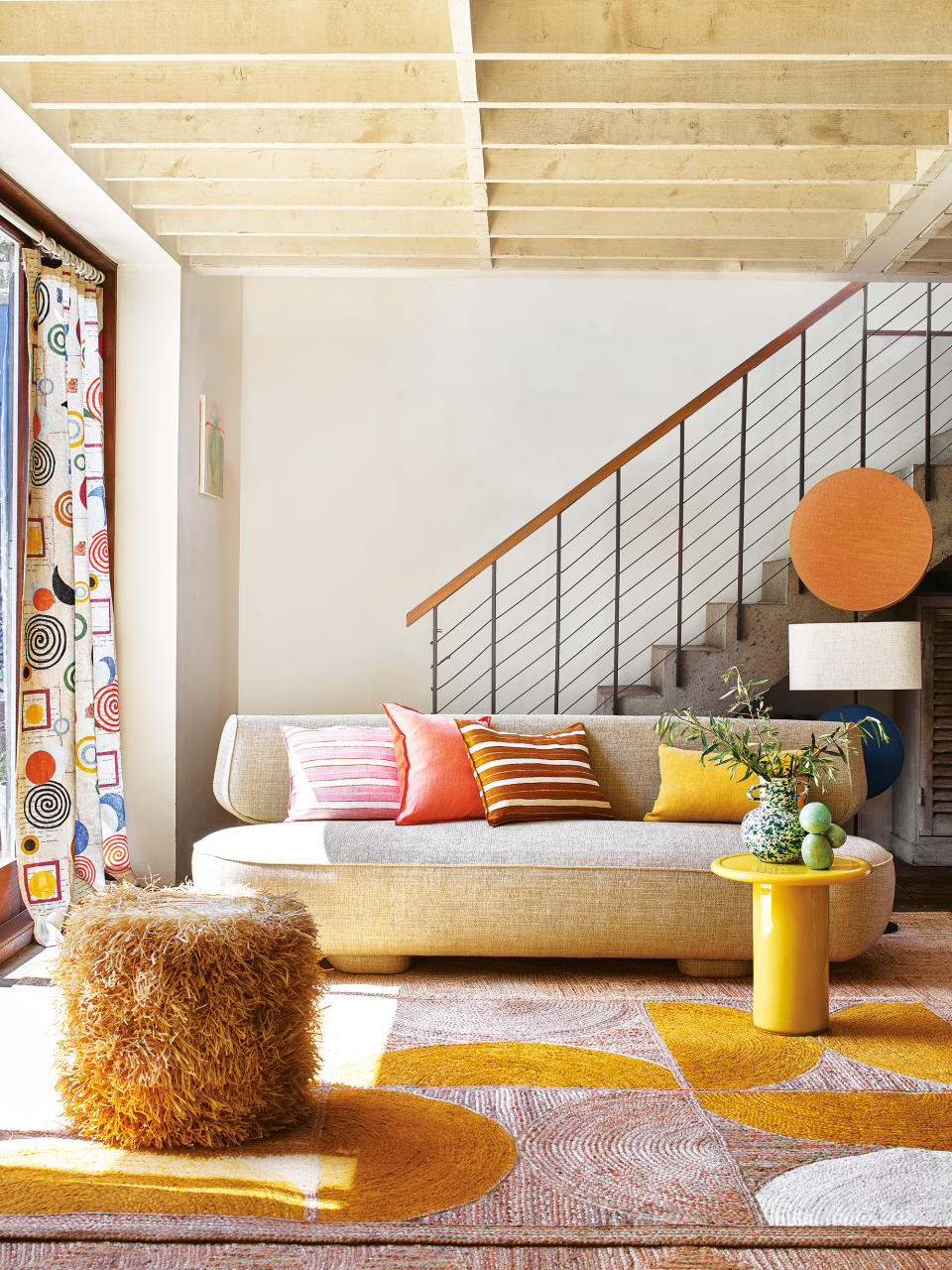 Geometric rug in a living room