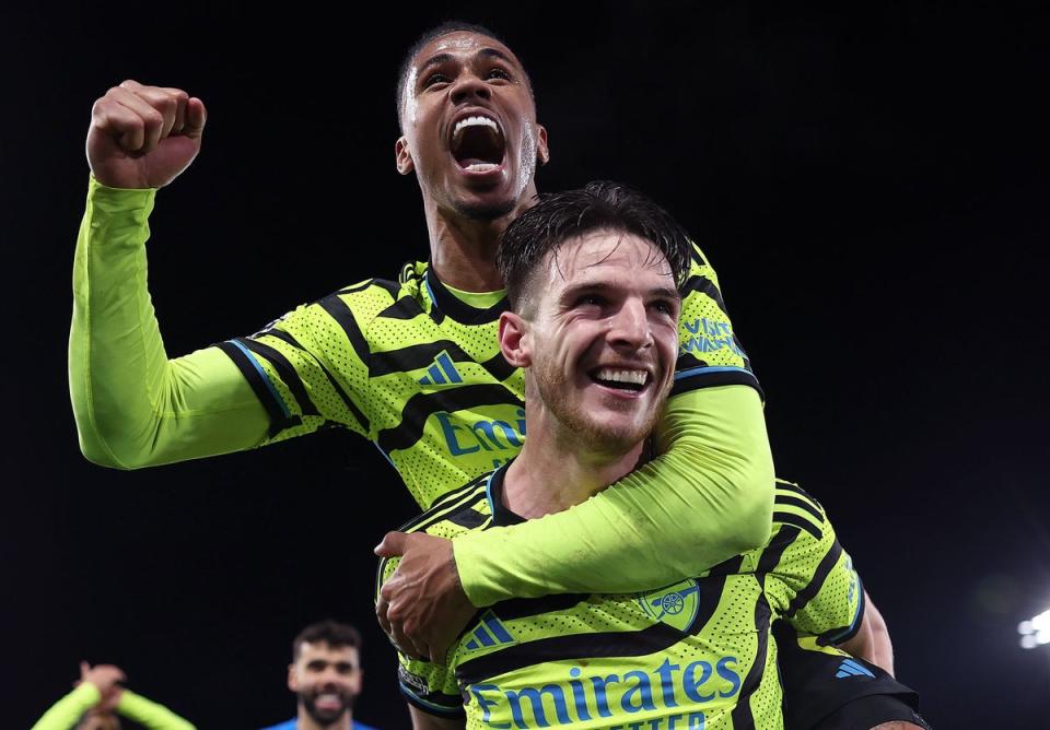 English football fans have been able to enjoy live coverage of all Premier League matches in the last week, including Arsenal's thrilling 4-3 win at Luton Town clinched by Declan Rice's last-minute winner (Getty Images)