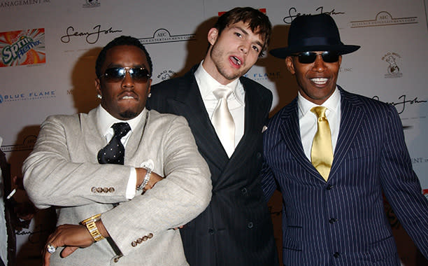 Sean "P. Diddy" Combs With Ashton Kutcher and Jamie Foxx at the 2003 MTV Movie Awards After-Party on May 31, 2003