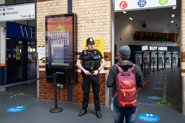 Police conduct spot checks on passengers at Leicester Railway Station