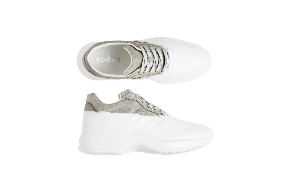 HOGAN INTERACTIVE白銀拼色休閒鞋很有漸層的美感。