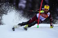 Croatia's Ivica Kostelic competes during the Men's Alpine Skiing Super Combined Slalom at the Rosa Khutor Alpine Center during the Sochi Winter Olympics on February 14, 2014