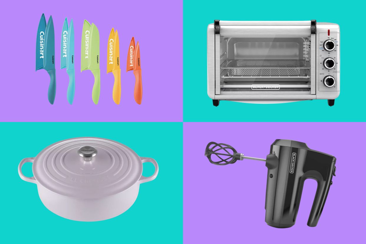 Knives, toaster, mixer, Le Creuset