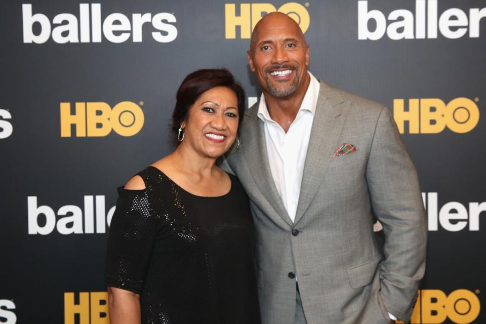 Johnson and his mother Ata (Getty Images for HBO)