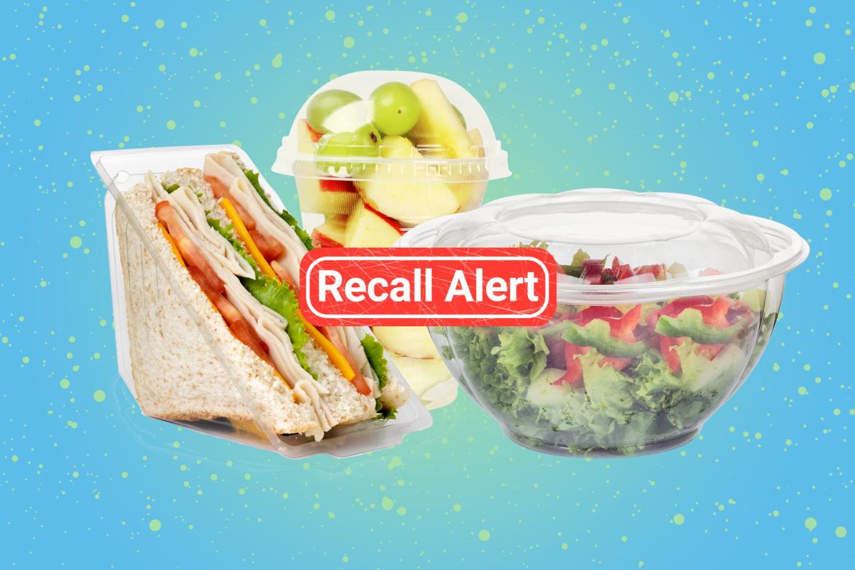 a collage of prepackaged food items that are part of the recall